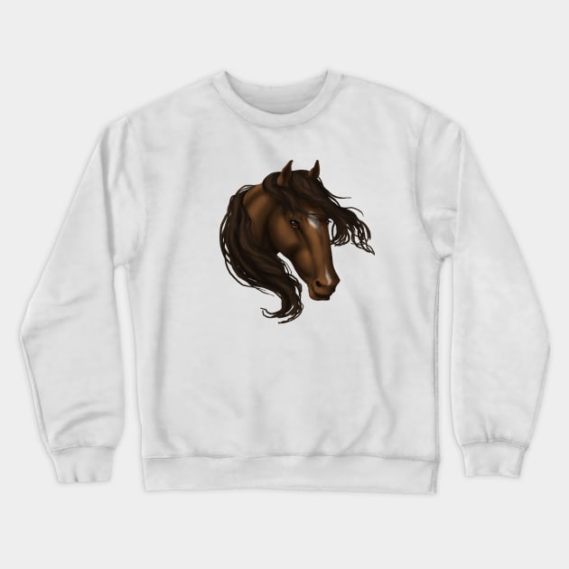 Horse Head - Brown Star Snip Crewneck Sweatshirt by FalconArt